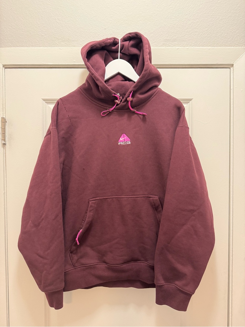 Nike ACG Therma FIT Fleece Pullover Hoodie Burgundy